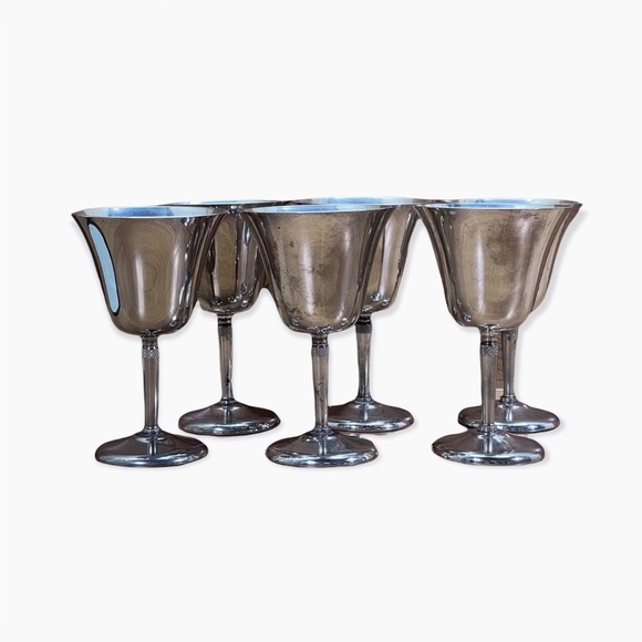 Vintage Industria Argentina RP Set of 8 Silver plated Goblets - Picture 1 of 10
